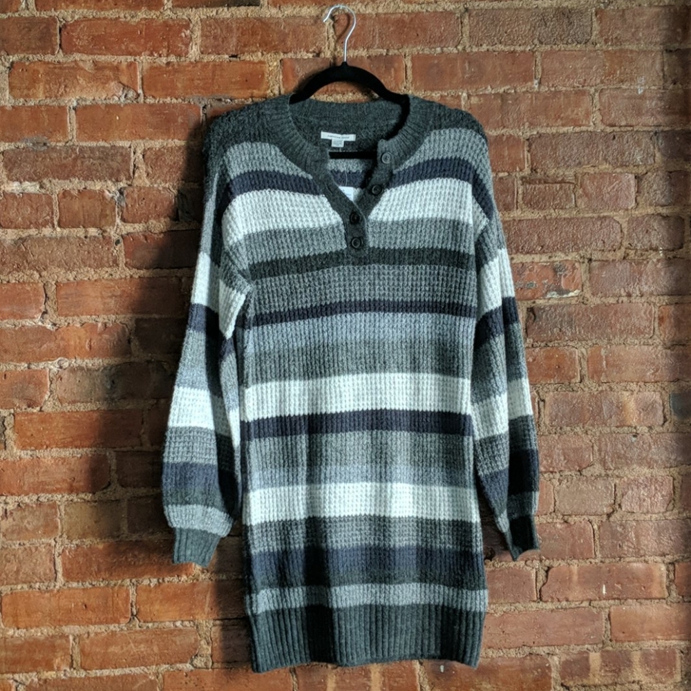 AEO Grey Striped Sweater Dress